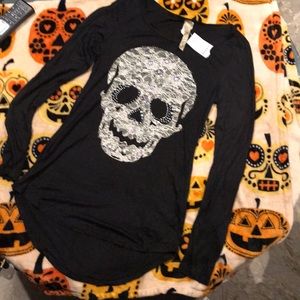 Skull 💀 top tunic tee rhinestone bling